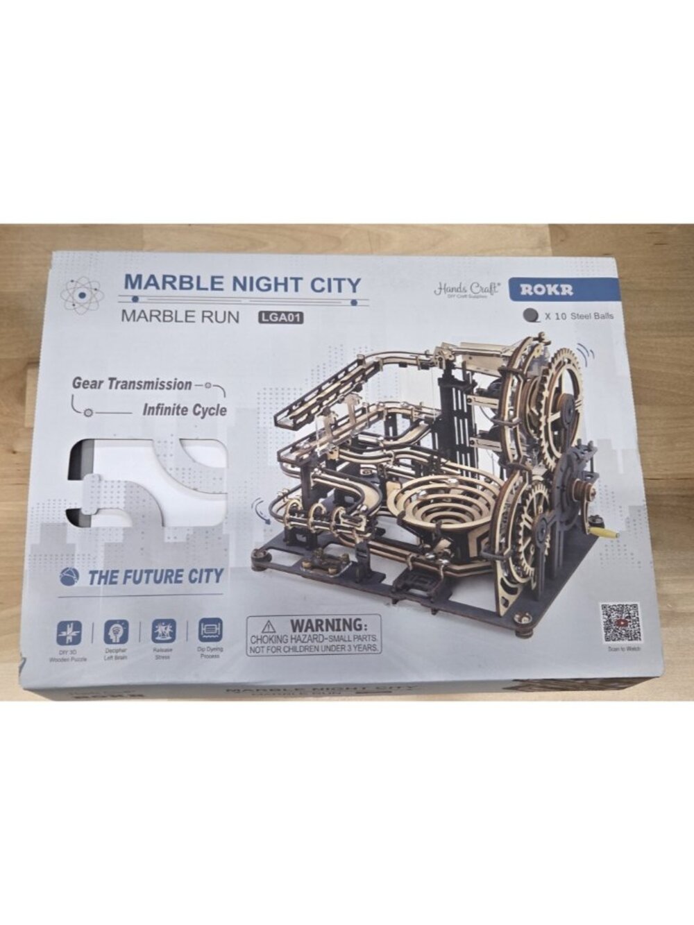 ROKR Marble Night City LGA01 3D Wooden Puzzle Marble Run 294-Piece Age 14+